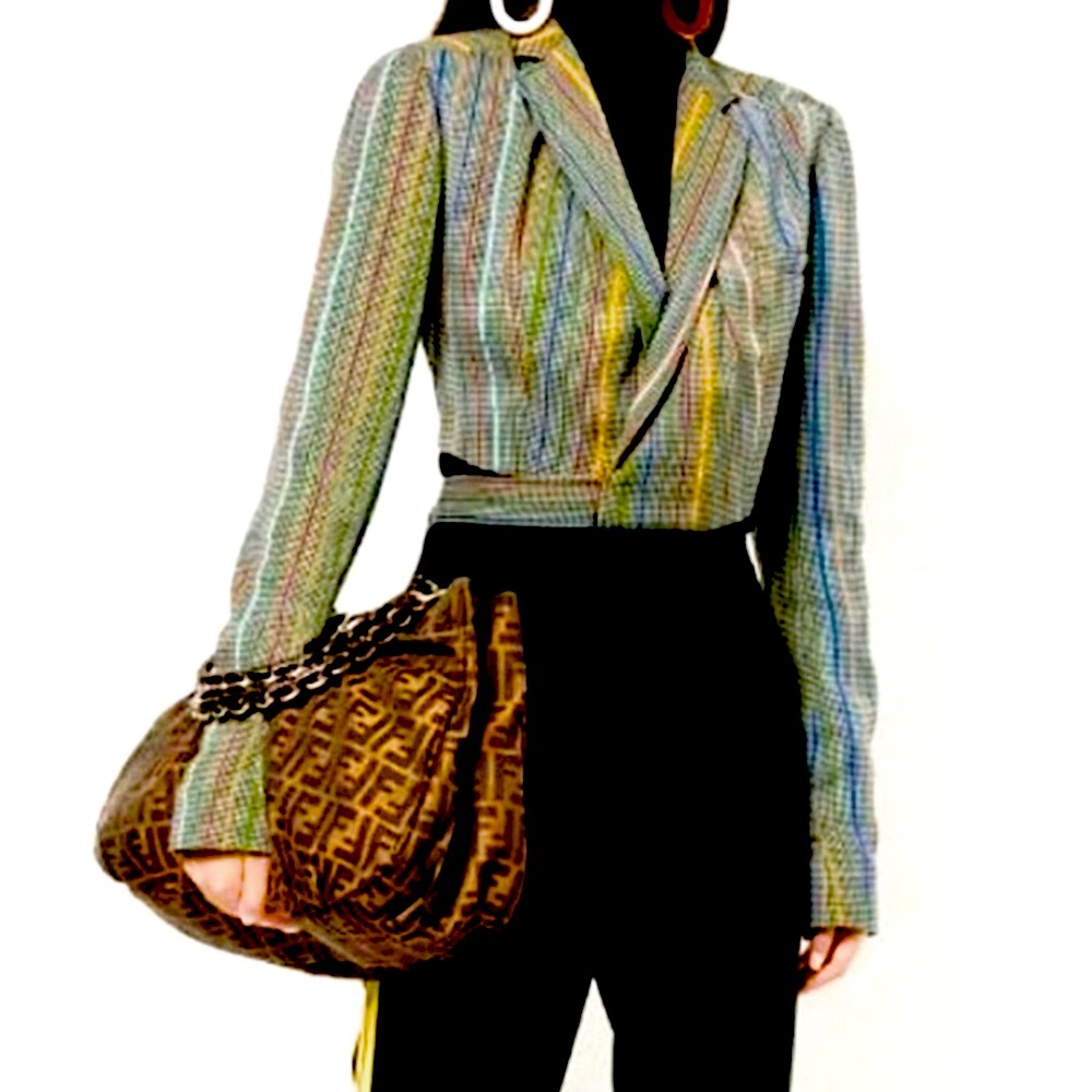 Fendi XL Canvas Zucca Print Mia Shoulder Bag Tobacco - Picture 3 of 13